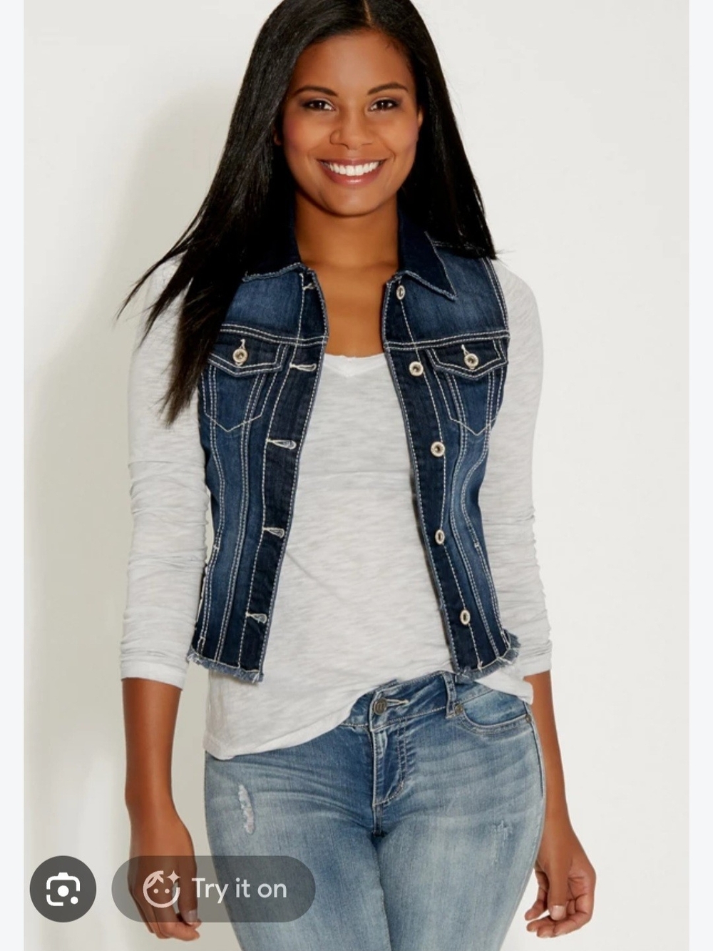 Maurices Denim Vest With Frayed Hem/trim. Size M